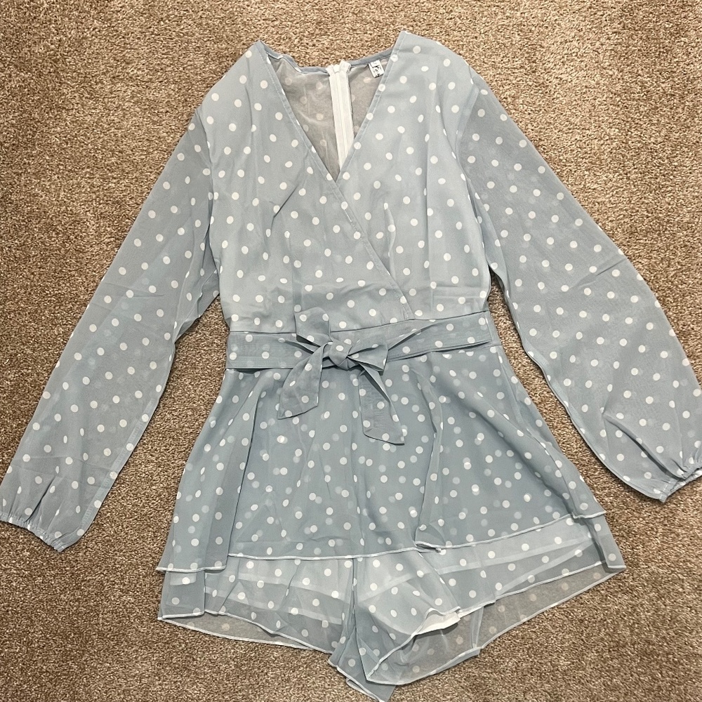 Light blue polka dot dress